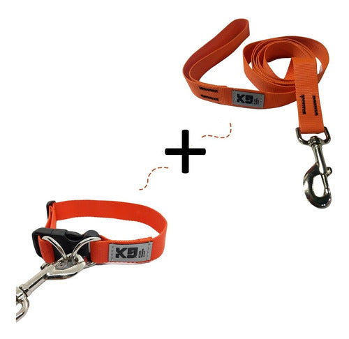 Adjustable K9 Dog Trainers Collar + 5M Leash Set for Dogs 90