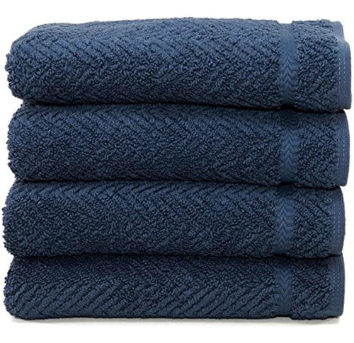 Linum Home Textiles Herringbone 100% Cotton Hand Towels Set of 4 0