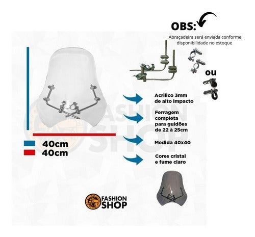 Bolha Para-brisa Pequeno Honda Shadow 600 Todas - Cristal 2