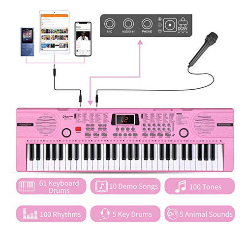 Hricane Piano Keyboard for Kids, 61 Keys, Electronic Keyboard 2