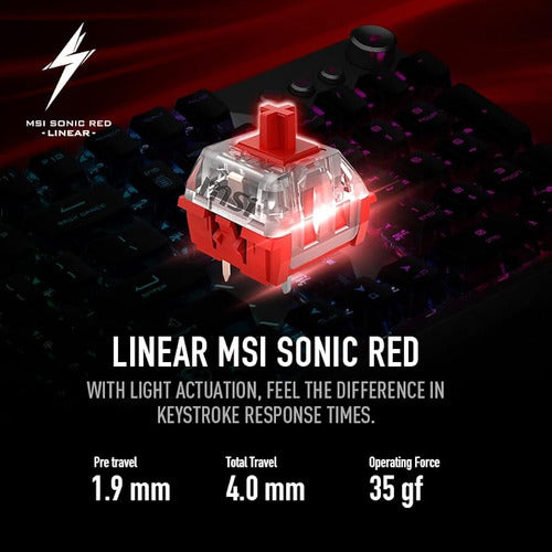 Msi Vigor Gk71 Sonic Red Am Teclado Mecánico Rgb Para Juegos 2