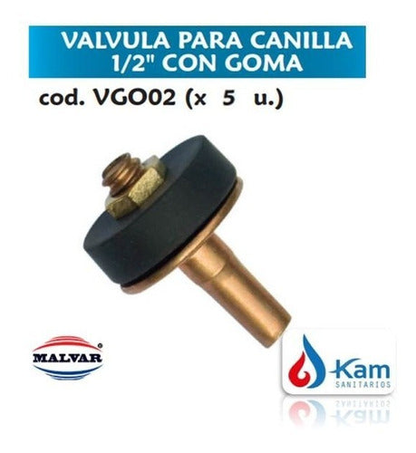 Válvula P/canilla De 1/2  Con Goma Malvar X5 Unid. 2