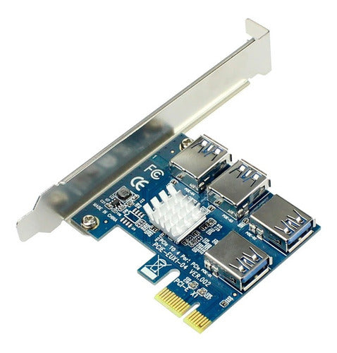 Duaitek PCIe 1X to 4 USB 3.0 Riser Adapter for Mining Rig 0