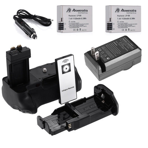 Canon Empuñadura Bg-e8 + 2 X Batería Lp-e8 + Cargador Para Canon E 0