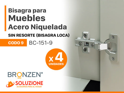 Bronzen Bisagra 35mm Codo 9 Sin Resorte Muelle Premium X 4 Unidades 1