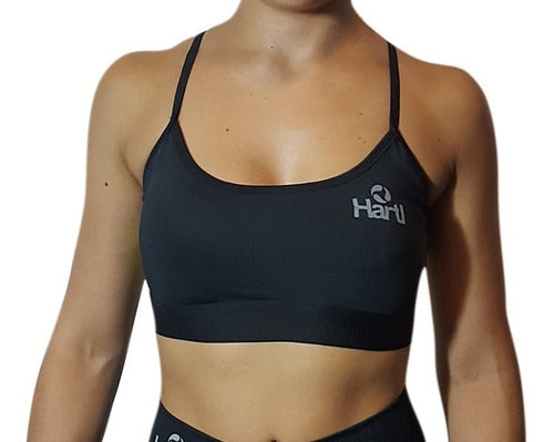 ID328 Women's Hartl Sports Top (Spinning, Aerobic, Fitness) - Black and Fluorescent Green 0