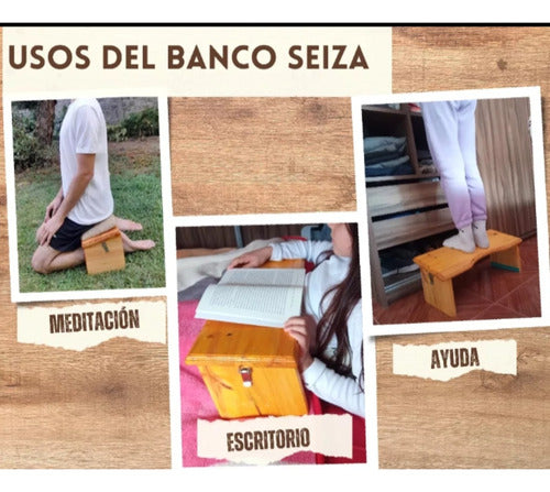 Na Man Banquito Meditación Seiza Pino + Almohadón 2