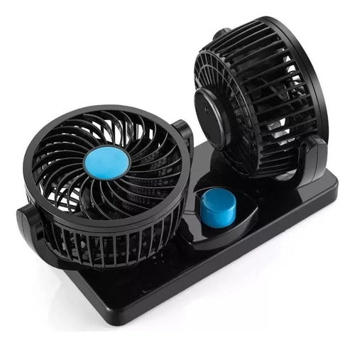 Mini Ventilador Doble 4 Pulgadas 360° 5 Aspas Para 12v/24v 0