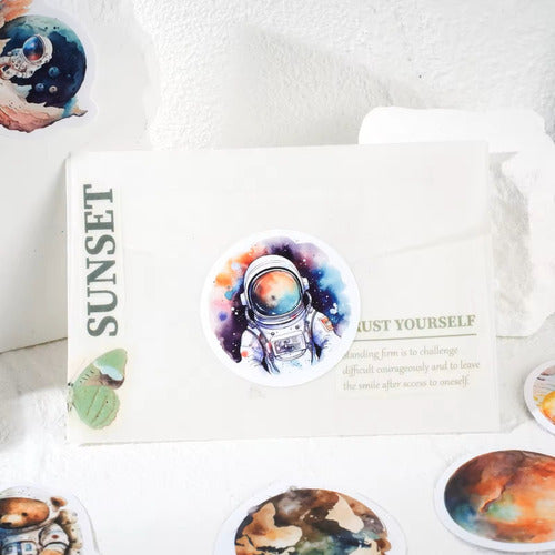 30 Stickers Cajita Interstellar Journey Astronauta Planetas 4