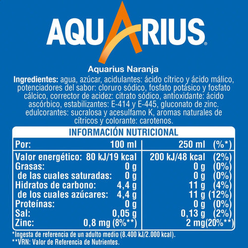 Pack  Aquarius De Naranja Jugo Agua Saborizada Mejor Precio 2