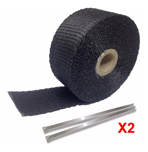 Fita  Termotape Preta  Escapamento 03 Metros + 02 Zip Tie 1