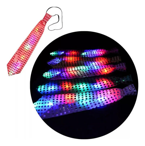 Corbata Led + Moño Led Luminoso Led Set Fiesta Cotillon 2