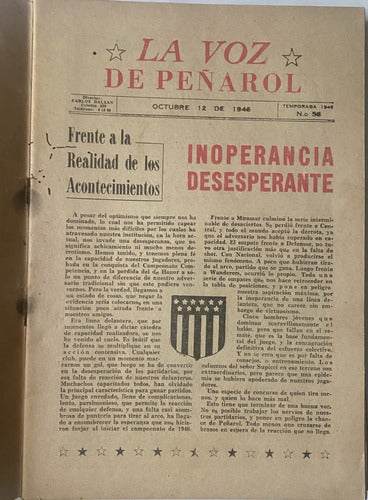 La Voz De Peñarol Nº 58, Carlos Balsan 1946 Fútbol Z4p1 1