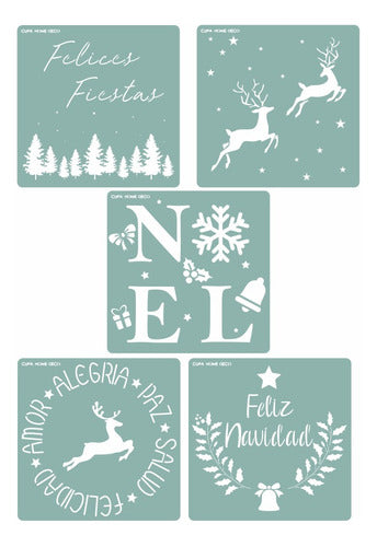 Cupa Home Deco Kit 5 Stencils Decorativo Navidad 30x30 0