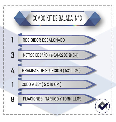 Combo Kit Bajada Techo Desague Pluvial Neg 3 Mts Escalonado 1