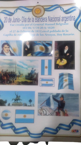 AF 10 Planchas A4 Stickers Escolares Día De La Bandera Argentina 1