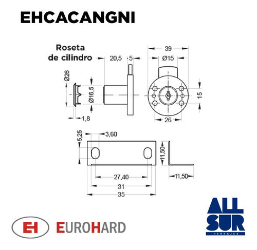 Eurohard Round Base Lock with Hinge Key X 4 Units 1