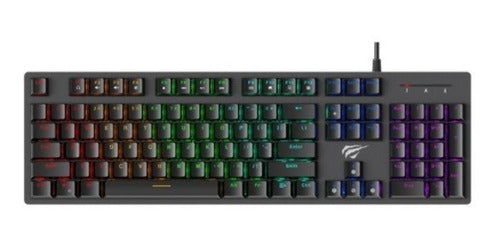 Teclado Gamer Mecanico Ingles Retroiluminado C/ Cable Kb858l 1