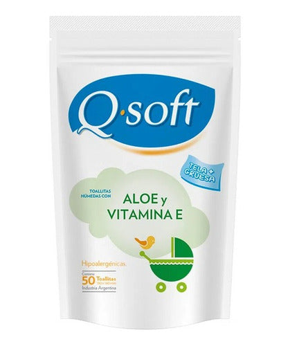 Q-Soft Aloe Vera Wet Wipes Refill Pack of 24 x 50 Units 0