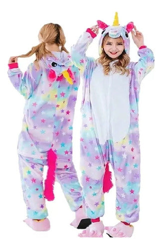 Genérica Pijama De Unicornio Multicolor Estrellitas Infantil 1