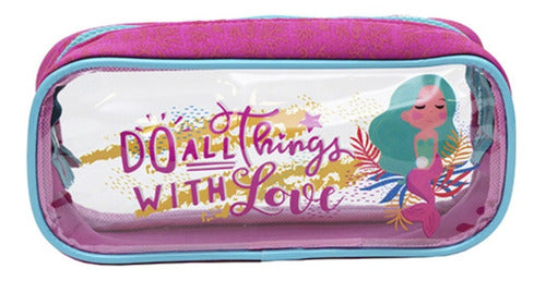 Talbot Simple Canopla Pencil Case Pink Mermaid School 0