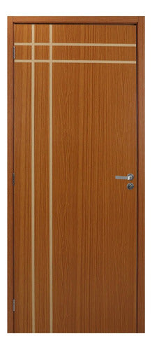 Kit Porta De Madeira Decorada 215x84cm Com Batente De Mdf 2