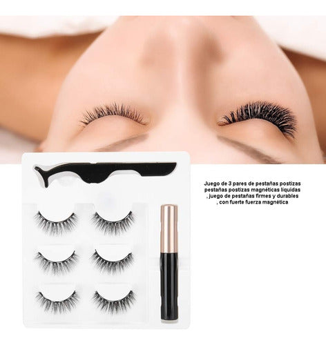 Magnetic False Eyelashes x 3 Pairs Premium Liquid Eyeliner Set by Perfucasa 11