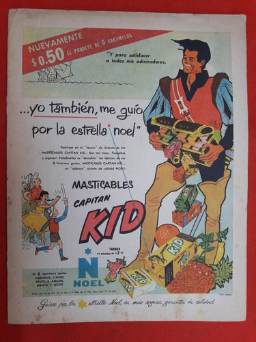 Caramelos Masticables Capitán Kid De Noel Publicidad Antigua 0