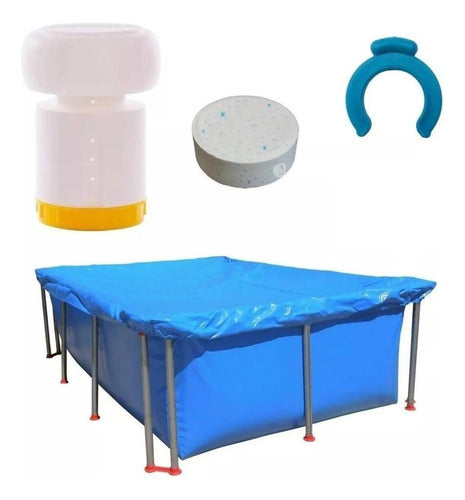 Fama Pool Cover 4.00 x 2.20 M + Mushroom Buoy + Triple Action Chlorine Tablet 50 Grams + 12 Pool Hooks 0