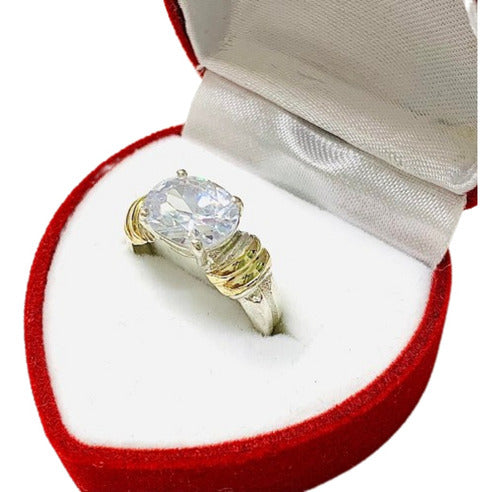 AP 046 Oval Cubic Oval Silver and Gold Ring 10x8 Medium 27