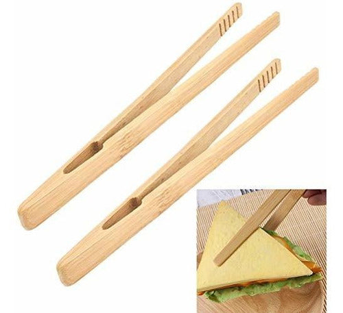 Gkanmore Juego De 2 Pinzas De Bambu Para Tartas Pan Y Pild 2