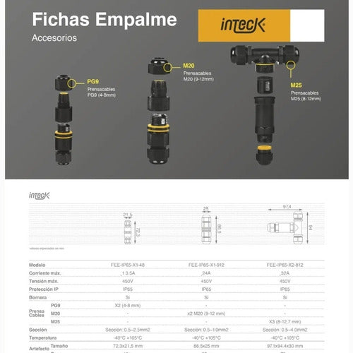 Pack X2 Ficha Empalme Ip65 Prensacable Y Bornera Ficha Pg9 2