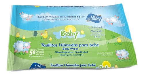 Toallitas Humedas Para Bebe Life Quality X50 Pack 8 Unidades 0