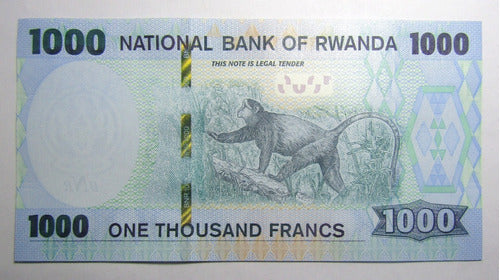 Rwanda Billete 1000 Francos 2019 Unc Aldeas Mono 1