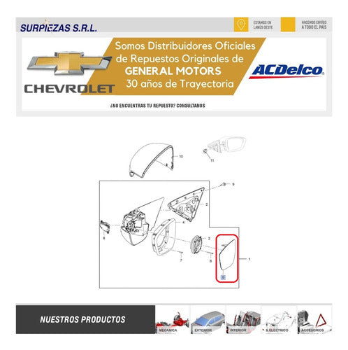 Vidrio Espejo Izq Tracker 20/ 100% Chevrolet Original 3