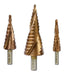 Titanium Coated Step Drill Bit Set for Metals - Diagonal Cutting Edge 0