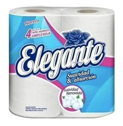 Elegante Toilet Paper White 30 Mts Pack of 48 Units 0