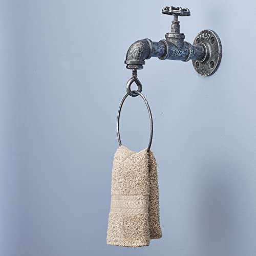 Barnyard Designs Industrial Rustic Vintage Towel Ring Silver 1