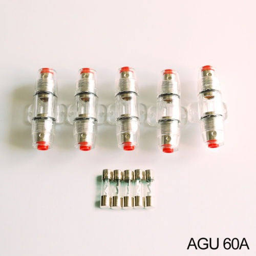 5 Pack 4 8 Awg Calibre En Línea Agu Cristal Portafusible 5 F 1