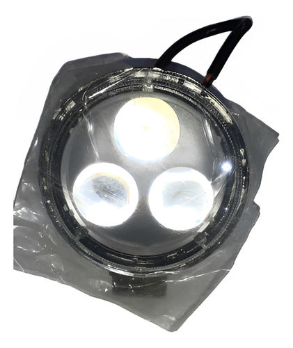 Farol Auxiliar 3 Led Redondo C/lupa Riccia Motos 0