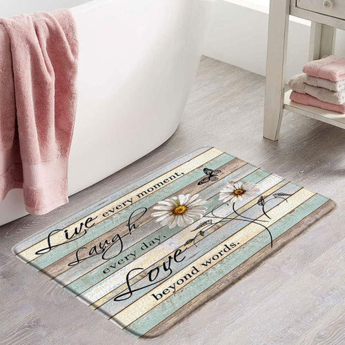 Vpupcn Rustic Daisy Bath Mat Farmhouse Floral Butterfly Con 1