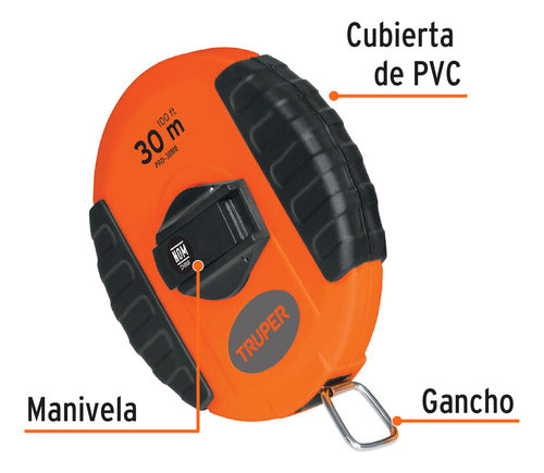 Cinta Metrica Larga De 30 Metros Truper Pro-30me 20901 2