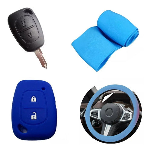 Cubre Volante + Funda Llave Silicona - Renault Kangoo - Azul 0