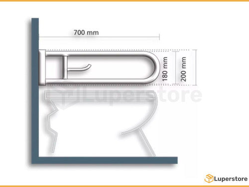 Folding Safety Grab Bar for Disabled with Black Toilet Paper Holder 70 cm 5