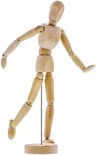 20 cm Articulated Wooden Doll with Base 1