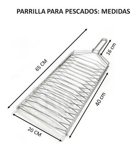 Parrilla Para Pescado Carnes Camping Asado 65 X 20 Portátil 3