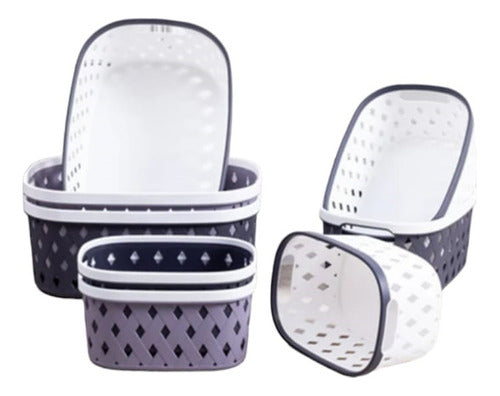 LUK-HOME Large Oval Plastic Organizer Basket with Handle X2 6