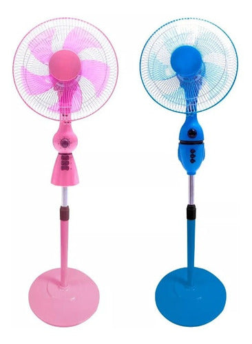 Ventilador De Pie Intouch Kid 5 Aspas Silicona Rosa/celeste 0