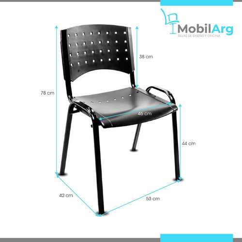 Mobilarg Silla Apilable Fija Sala Espera Consultorio Oficina Pack X3 2