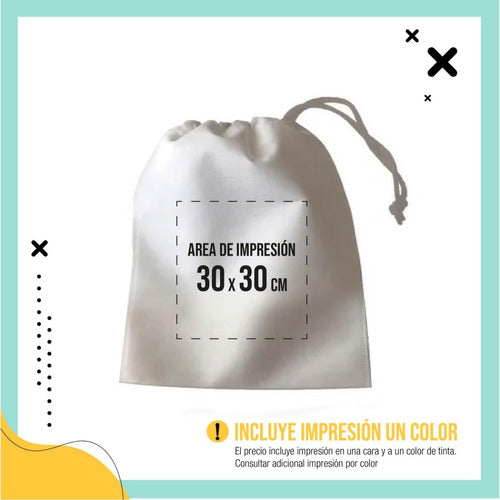 100 Eco Bags Printed Logo One-Sided 45x40x10cm with Cord 3